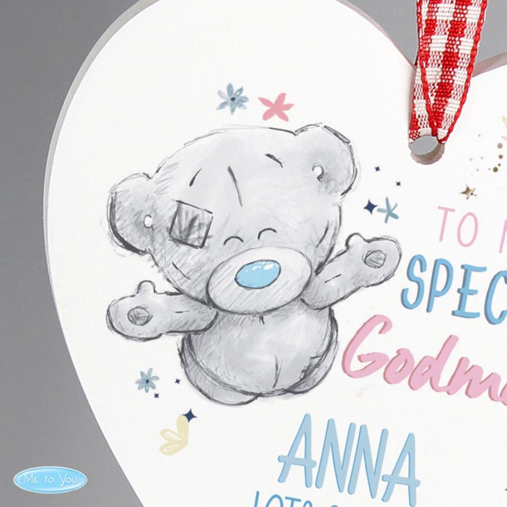 Personalised Me to You Godmother Wooden Heart Decoration Extra Image 2